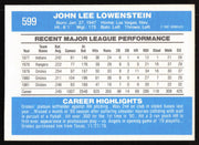 John Lowenstein Autographed 1982 Donruss Card #599 Baltimore Orioles SKU #264881