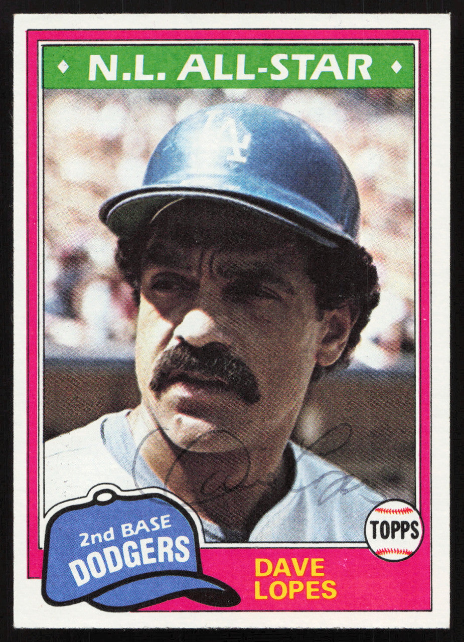 Dave Davey Lopes Autographed 1981 Topps Card #50 Los Angeles Dodgers SKU #264890
