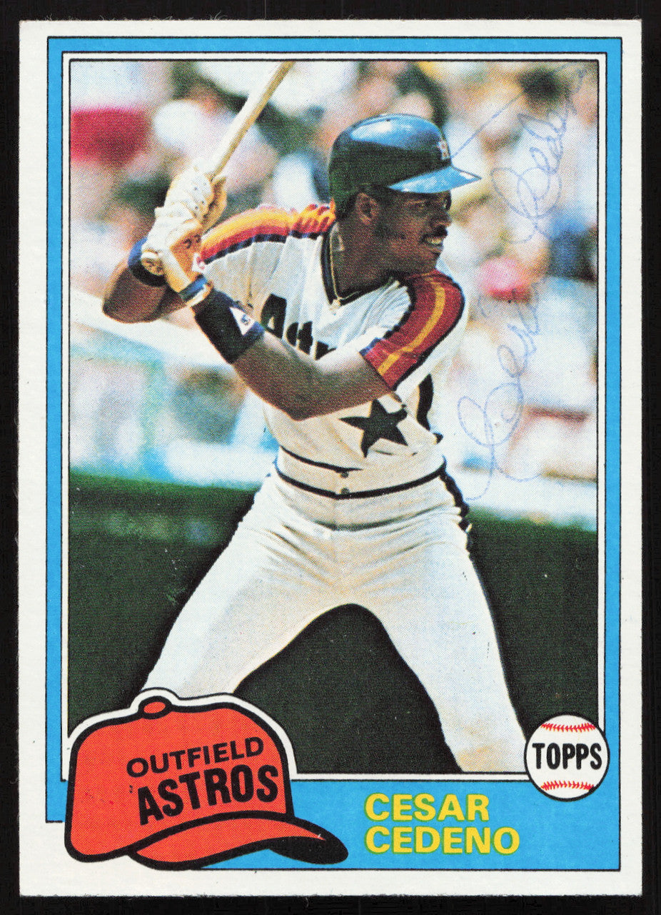 Cesar Cedeno Autographed 1981 Topps Card #190 Houston Astros SKU #264912