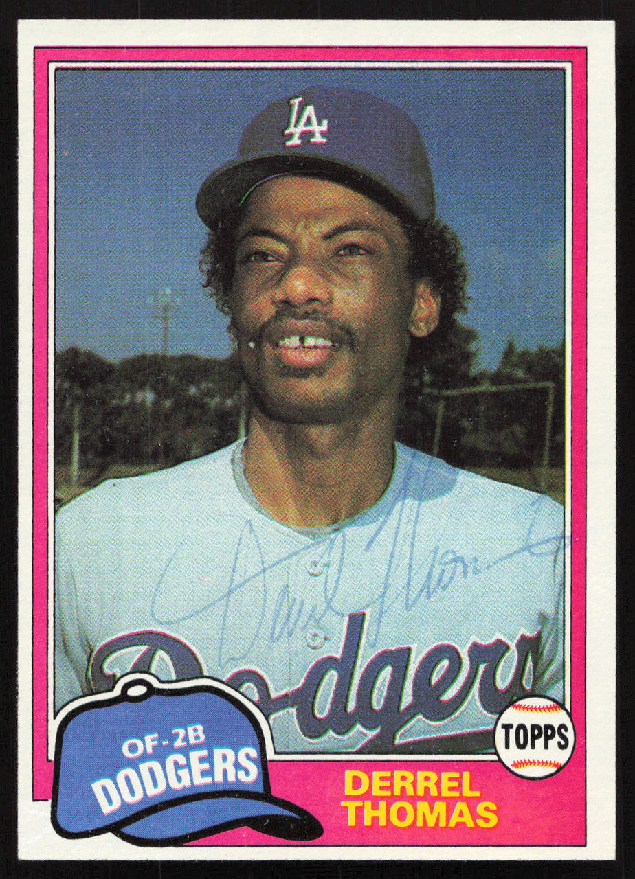 Derrel Thomas Autographed 1981 Topps Card #211 Los Angeles Dodgers SKU #264918
