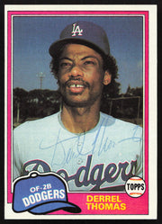 Derrel Thomas Autographed 1981 Topps Card #211 Los Angeles Dodgers SKU #264919