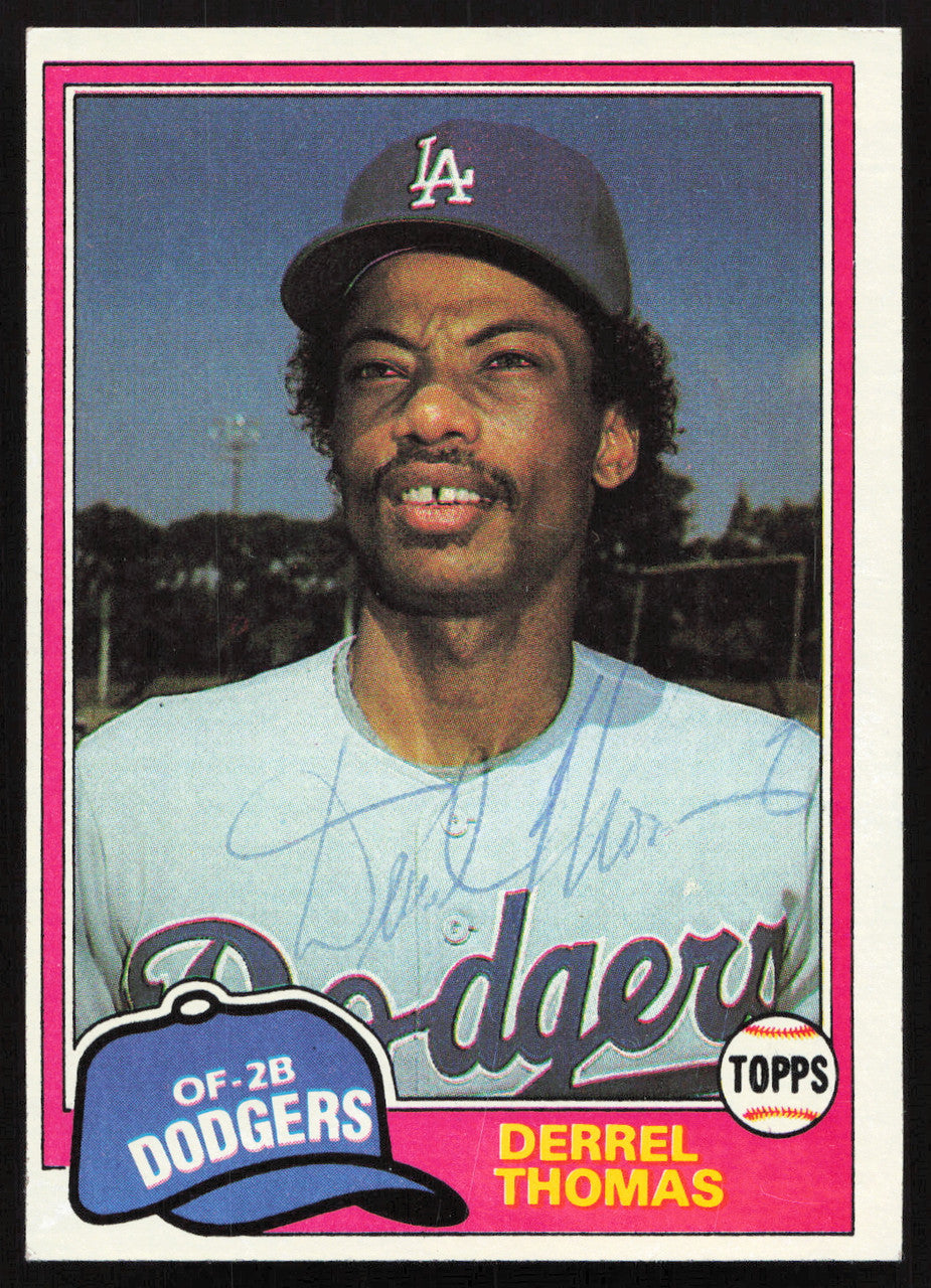 Derrel Thomas Autographed 1981 Topps Card #211 Los Angeles Dodgers SKU #264919