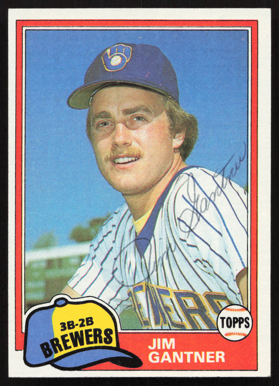 Jim Gantner Autographed 1981 Topps Card #482 Milwaukee Brewers SKU #264937