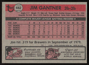 Jim Gantner Autographed 1981 Topps Card #482 Milwaukee Brewers SKU #264937