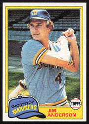 Jim Anderson Autographed 1981 Topps Card #613 Seattle Mariners SKU #264946