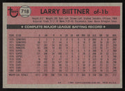 Larry Biittner Autographed 1981 Topps Card #718 Chicago Cubs SKU #264952