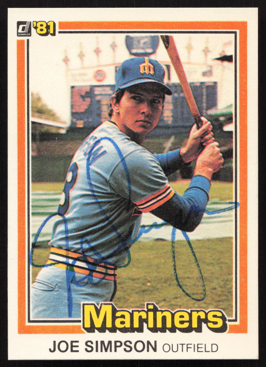 Joe Simpson Autographed 1981 Donruss Card #168 Seattle Mariners SKU #264980