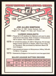 Joe Simpson Autographed 1981 Donruss Card #168 Seattle Mariners SKU #264980