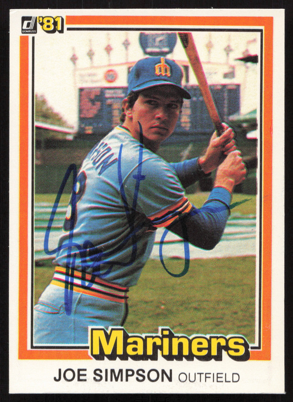 Joe Simpson Autographed 1981 Donruss Card #168 Seattle Mariners SKU #264981