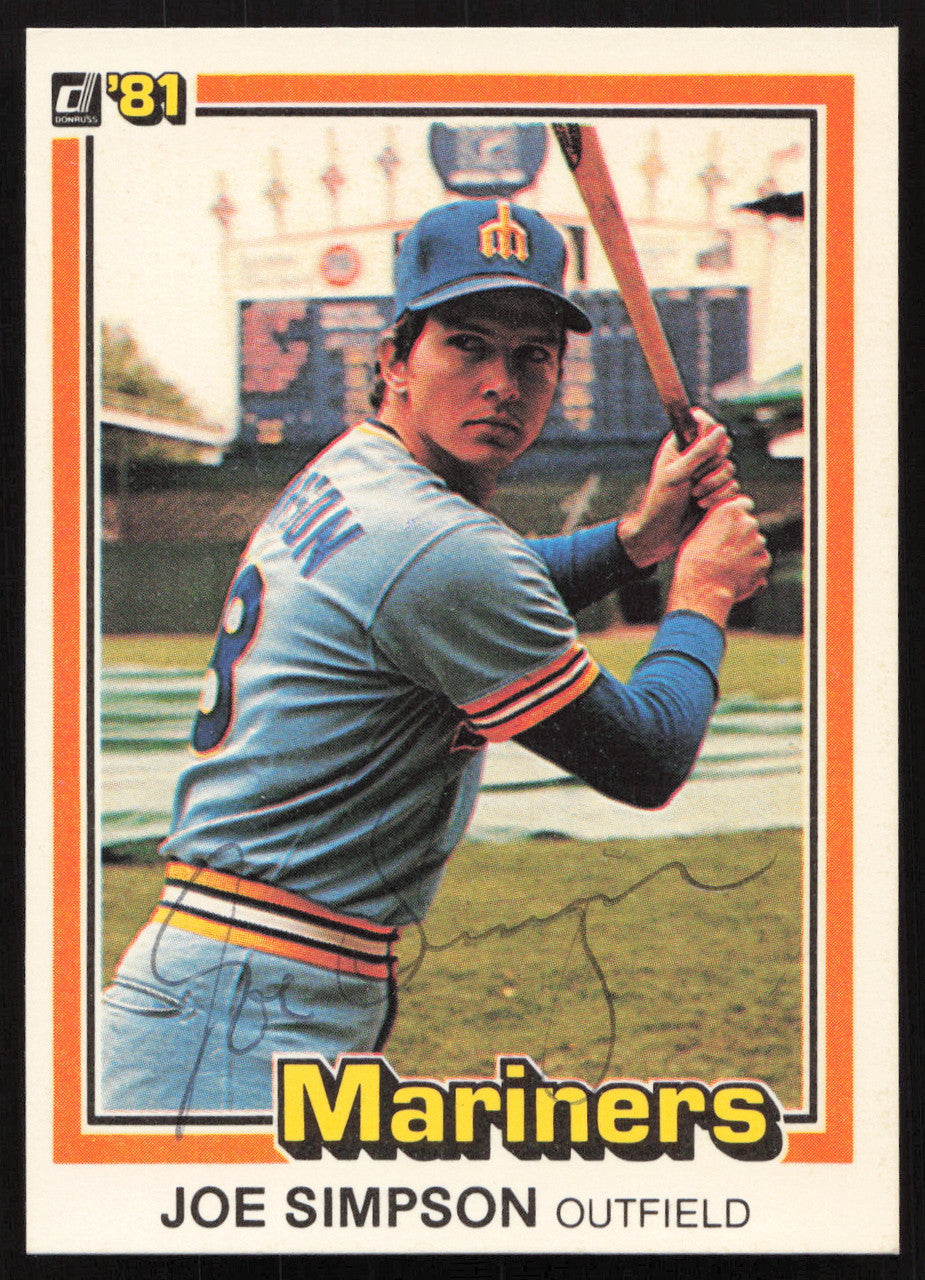 Joe Simpson Autographed 1981 Donruss Card #168 Seattle Mariners SKU #264982