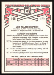 Joe Simpson Autographed 1981 Donruss Card #168 Seattle Mariners SKU #264982