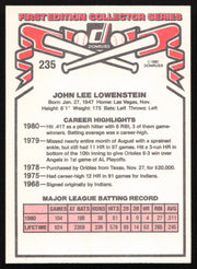 John Lowenstein Autographed 1981 Donruss Card #235 Baltimore Orioles SKU #264990