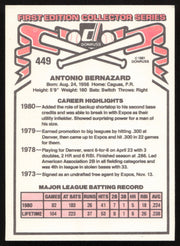 Tony Bernazard Autographed 1981 Donruss Card #449 Montreal Expos SKU #265010