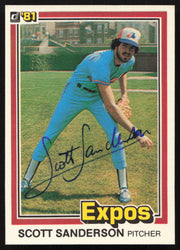Scott Sanderson Autographed 1981 Donruss Card #450 Montreal Expos SKU #265012