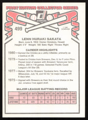Lenn Sakata Autographed 1981 Donruss Card #499 Baltimore Orioles SKU #265015