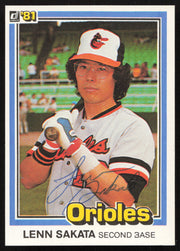 Lenn Sakata Autographed 1981 Donruss Card #499 Baltimore Orioles SKU #265016