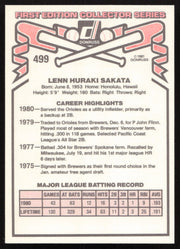 Lenn Sakata Autographed 1981 Donruss Card #499 Baltimore Orioles SKU #265016