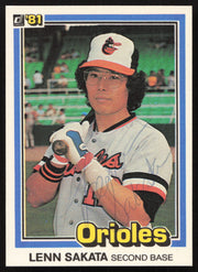 Lenn Sakata Autographed 1981 Donruss Card #499 Baltimore Orioles SKU #265017