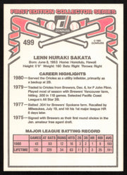 Lenn Sakata Autographed 1981 Donruss Card #499 Baltimore Orioles SKU #265017
