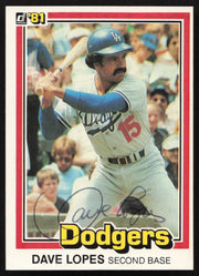 Dave Davey Lopes Autographed 1981 Donruss Card #416 Los Angeles Dodgers SKU #265026