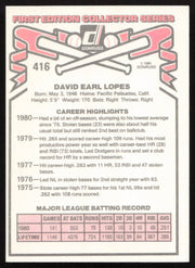 Dave Davey Lopes Autographed 1981 Donruss Card #416 Los Angeles Dodgers SKU #265026