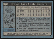 Dave Stieb Autographed 1980 Topps Rookie Card #77 Toronto Blue Jays SKU #265033