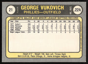 George Vukovich Autographed 1981 Fleer Card #21 Philadelphia Phillies SKU #265039