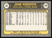 John Vukovich Autographed 1981 Fleer Card #22 Philadelphia Phillies SKU #265042