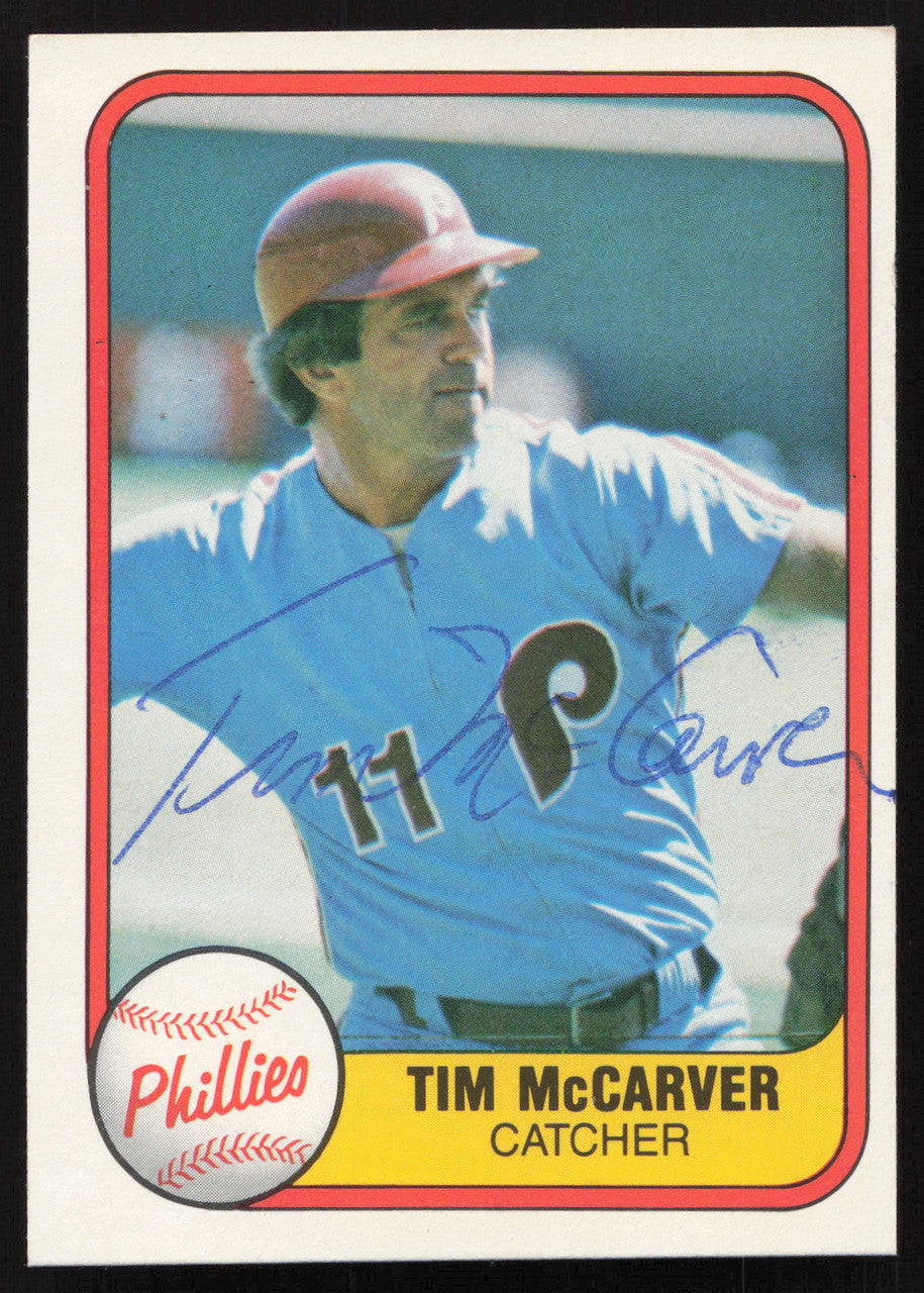 Tim McCarver Autographed 1981 Fleer Card #27 Philadelphia Phillies SKU #265045
