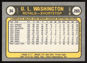 U.L. UL Washington Autographed 1981 Fleer Card #34 Kansas City Royals SKU #265048