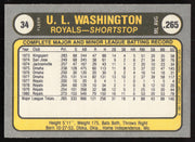 U.L. UL Washington Autographed 1981 Fleer Card #34 Kansas City Royals SKU #265049