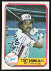 Tony Bernazard Autographed 1981 Fleer Card #168 Montreal Expos SKU #265062