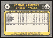 Sammy Stewart Autographed 1981 Fleer Card #181 Baltimore Orioles SKU #265066