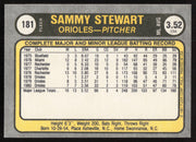 Sammy Stewart Autographed 1981 Fleer Card #181 Baltimore Orioles SKU #265071
