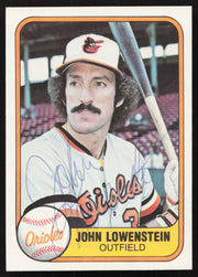 John Lowenstein Autographed 1981 Fleer Card #186 Baltimore Orioles SKU #265074