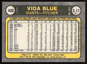 Vida Blue Autographed 1981 Fleer Card #432 San Francisco Giants SKU #265099