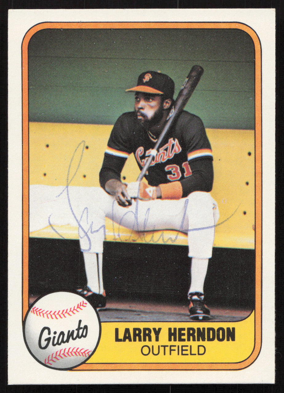 Larry Herndon Autographed 1981 Fleer Card #451 San Francisco Giants SKU #265101