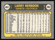 Larry Herndon Autographed 1981 Fleer Card #451 San Francisco Giants SKU #265101