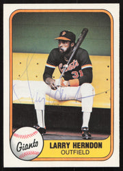 Larry Herndon Autographed 1981 Fleer Card #451 San Francisco Giants SKU #265102