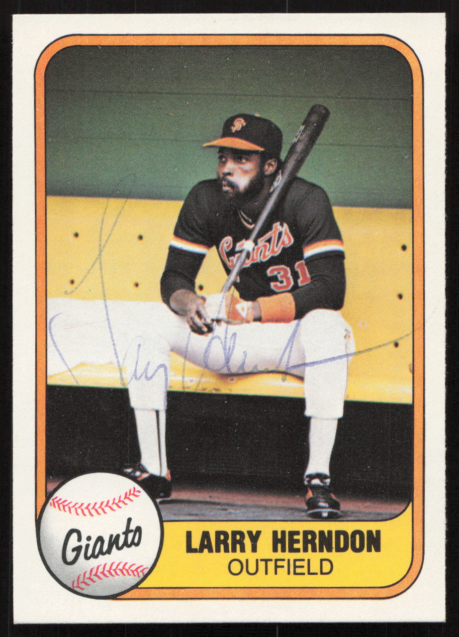 Larry Herndon Autographed 1981 Fleer Card #451 San Francisco Giants SKU #265102