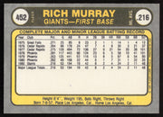 Rich Murray Autographed 1981 Fleer Card #452 San Francisco Giants SKU #265104