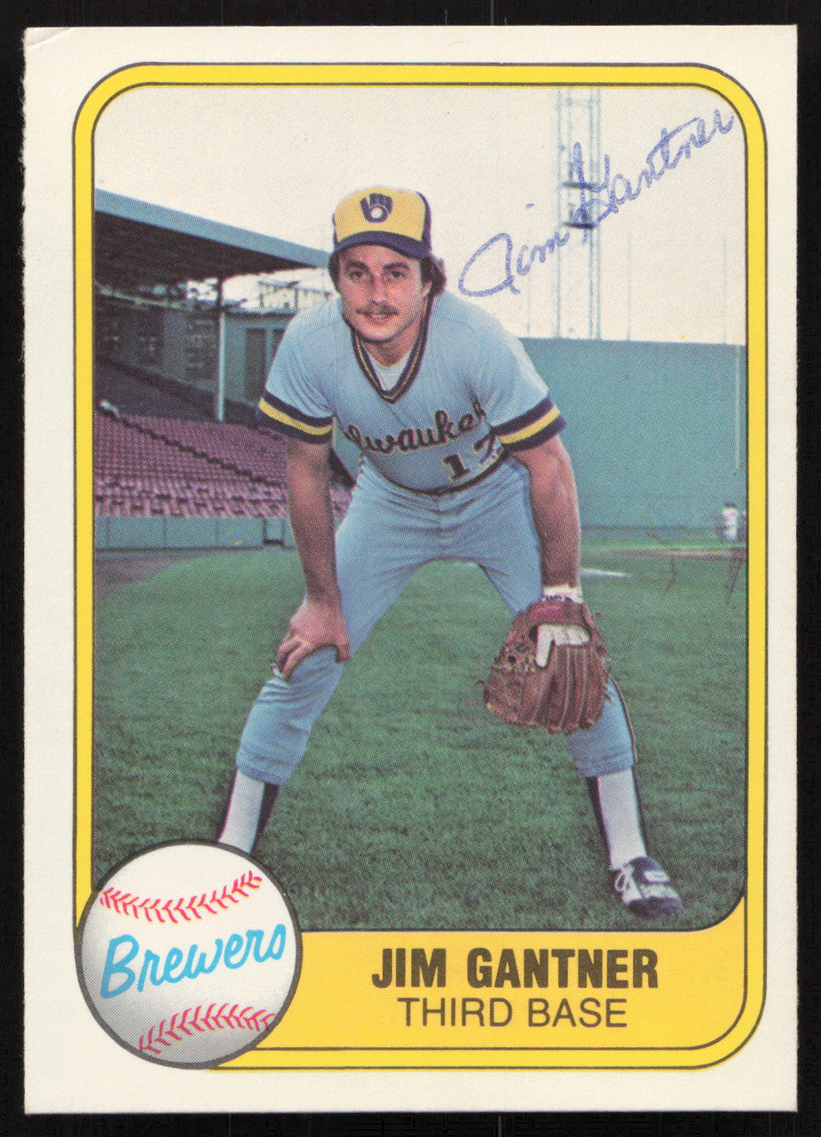 Jim Gantner Autographed 1981 Fleer Card #522 Milwaukee Brewers SKU #265105