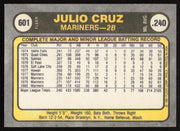 Julio Cruz Autographed 1981 Fleer Card #601 Seattle Mariners SKU #265112