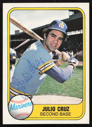 Julio Cruz Autographed 1981 Fleer Card #601 Seattle Mariners SKU #265113