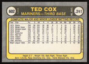 Ted Cox Autographed 1981 Fleer Card #602 Seattle Mariners SKU #265114