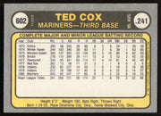 Ted Cox Autographed 1981 Fleer Card #602 Seattle Mariners SKU #265115
