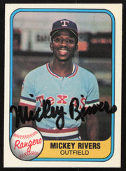 Mickey Rivers Autographed 1981 Fleer Card #617 Texas Rangers SKU #265116