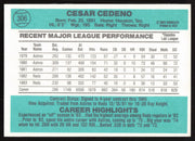 Cesar Cedeno Autographed 1984 Donruss Card #306 Cincinnati Reds SKU #265132