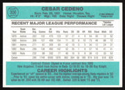 Cesar Cedeno Autographed 1984 Donruss Card #306 Cincinnati Reds SKU #265133