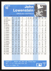 John Lowenstein Autographed 1984 Fleer Card #10 Baltimore Orioles SKU #265144
